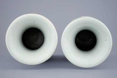 A pair of Chinese famille rose vases with birds among flowers, 19/20th C.