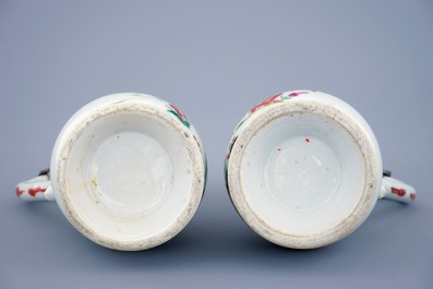 A Chinese pewter-mounted famille rose cruet set, Qianlong, 18th C.