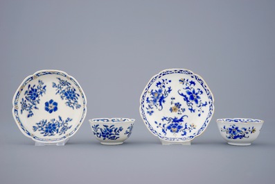 A set of 8 Chinese overglaze blue and gilt cups and saucers, Yongzheng, 1723-1735