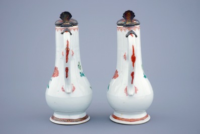 A Chinese pewter-mounted famille rose cruet set, Qianlong, 18th C.