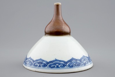 A Chinese blue and white and capuchin funnel, Kangxi