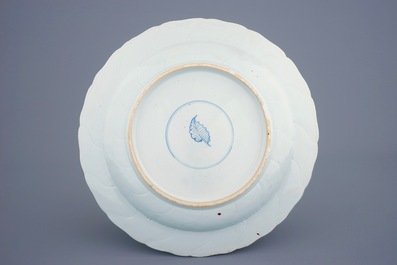 A Chinese famille verte dish with a war scene, Kangxi