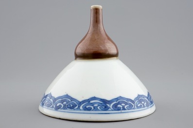 A Chinese blue and white and capuchin funnel, Kangxi