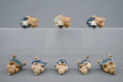 A collection of eight Chinese enamel biscuit "Immortals", Qianlong, 18th C.