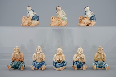 A collection of eight Chinese enamel biscuit "Immortals", Qianlong, 18th C.
