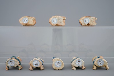 A collection of eight Chinese enamel biscuit "Immortals", Qianlong, 18th C.