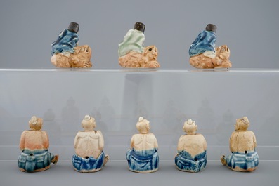 A collection of eight Chinese enamel biscuit "Immortals", Qianlong, 18th C.