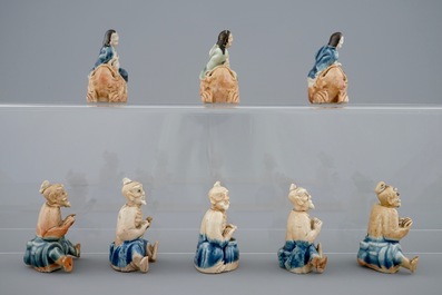 A collection of eight Chinese enamel biscuit "Immortals", Qianlong, 18th C.
