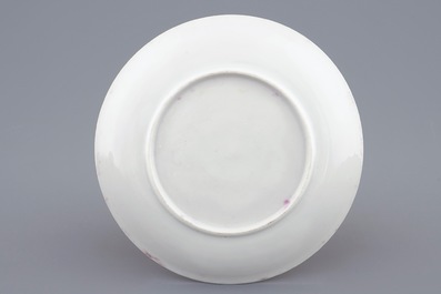 A Chinese eggshell ruby ground cup and saucer, Yongzheng, 1723-1735
