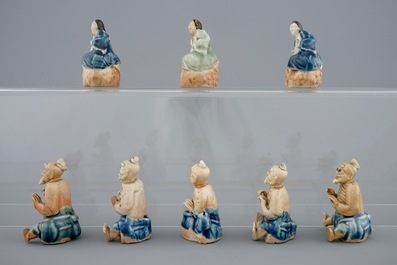 A collection of eight Chinese enamel biscuit "Immortals", Qianlong, 18th C.