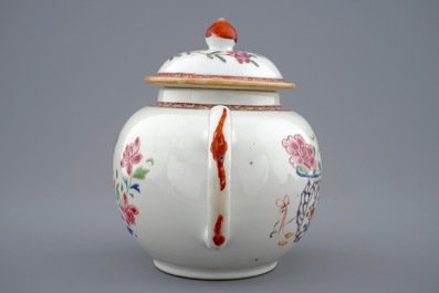 A Chinese famille rose teapot and cover, Qianlong, 18th C.