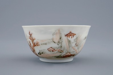 A fine Chinese grisaille and gilt eggshell cup and saucer, Yongzheng, 1723-1735
