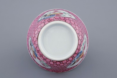 A Chinese famille rose eggshell cup and saucer with a rooster, Yongzheng, 1723-1735
