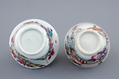 Two Chinese famille rose cups and saucers, Yongzheng, 1723-1735