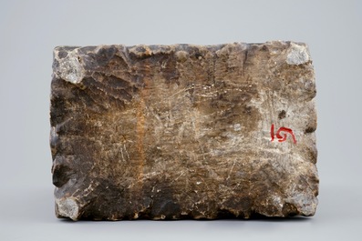 A Chinese temple dog in carved hardstone or marble, prob. late Ming