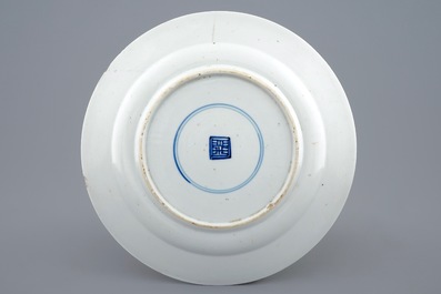 A Chinese famille verte quails plate, Kangxi
