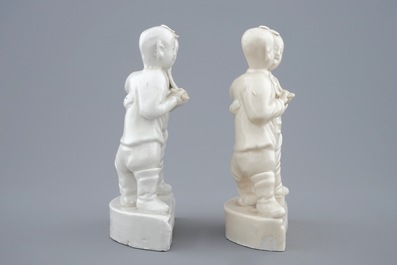 A pair of Chinese blanc de Chine groups of Hoho-brothers, Kangxi