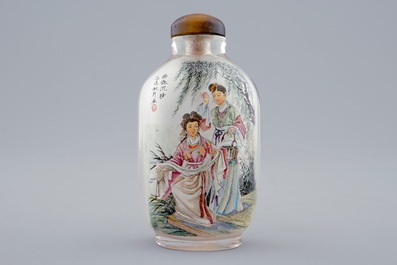 A Chinese inside-painted glass snuff bottle, 19/20th C.