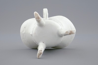 A Chinese Dehua blanc de Chine "Jue" wine cup, Kangxi
