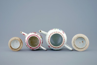Two Chinese famille rose teapots and covers, Yongzheng/Qianlong, 18th C.
