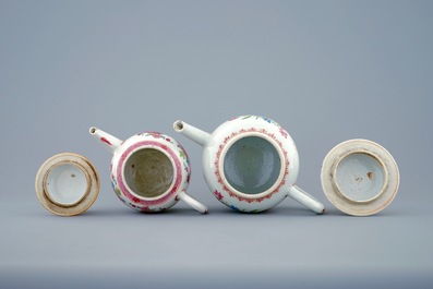 Two Chinese famille rose teapots and covers, Yongzheng/Qianlong, 18th C.