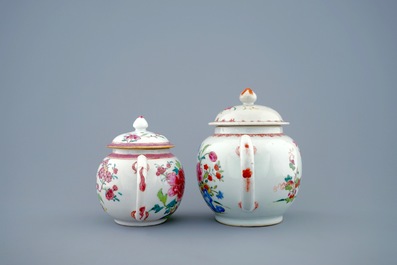 Two Chinese famille rose teapots and covers, Yongzheng/Qianlong, 18th C.