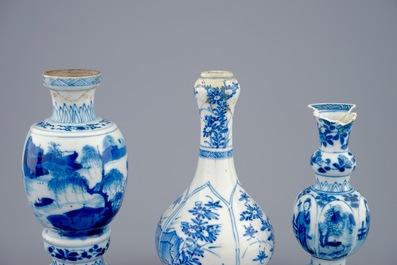 Un lot de 6 pi&egrave;ces en porcelaine de Chine bleu et blanc, Kangxi