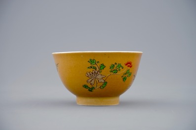 A Chinese famille verte caf&eacute; au lait ground cup and saucer, Kangxi