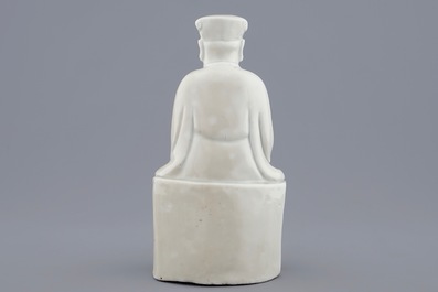 Een Chinese blanc de Chine Dehua figuur van dichter Li Bai, 18e eeuw