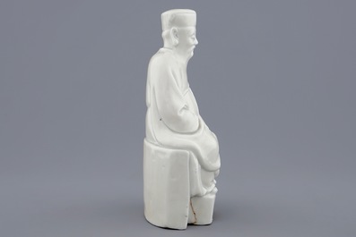 Een Chinese blanc de Chine Dehua figuur van dichter Li Bai, 18e eeuw