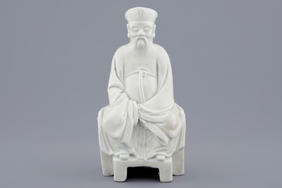 Een Chinese blanc de Chine Dehua figuur van dichter Li Bai, 18e eeuw