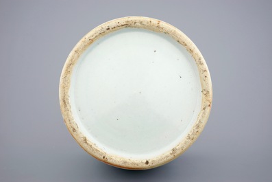 A fine Chinese blue and white on celadon ground "Immortals" vase, 19th C.