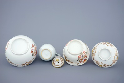 A monogrammed Chinese famille rose and gilt part tea service, Qianlong, 18th C.