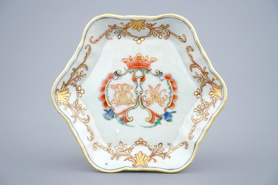 A monogrammed Chinese famille rose and gilt part tea service, Qianlong, 18th C.
