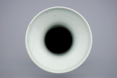 A fine Chinese blue and white on celadon ground "Immortals" vase, 19th C.