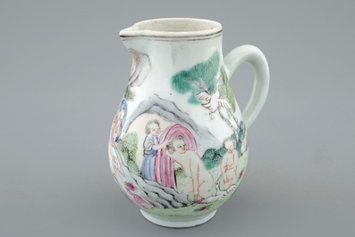 Un cremier en porcelaine de Chine famille rose au sujet mythologique de Leda et le cygne, Qianlong, ca. 1740