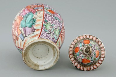 A Chinese mandarin tea caddy and cover, Qianlong, 18th C.