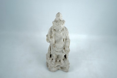 A Chinese carved marble figure of a female immortal