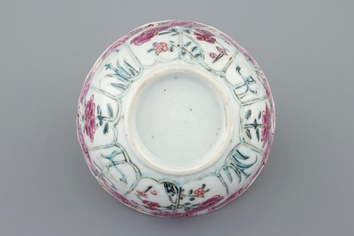 A Chinese famille rose cup and saucer, Qianlong, 18th C.
