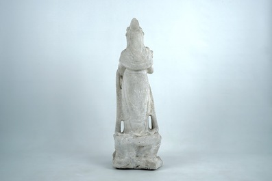A Chinese carved marble figure of a female immortal