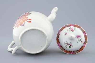 A Chinese famille rose teapot and cover, Qianlong, 18th C.