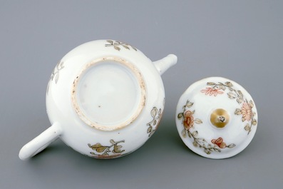 A Chinese grisaille and gilt miniature teapot, Qianlong, 18th C.