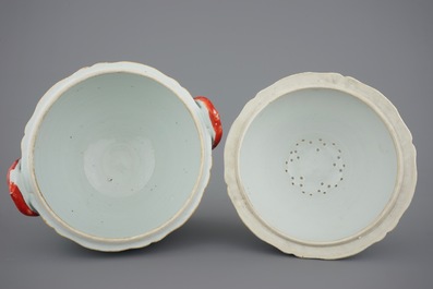 A Chinese famille rose 39-piece service with a tureen on stand, Qianlong, 18th C.