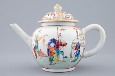 A Chinese mandarin teapot and cover, Qianlong, 18th C.