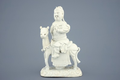 Un mod&egrave;le de Guandi, Dieu de la guerre, en porcelaine blanc de Chine de Dehua, Dynastie Ming, Chongzhen (1627&ndash;1644)