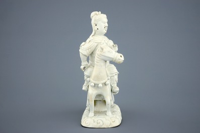 Un mod&egrave;le de Guandi, Dieu de la guerre, en porcelaine blanc de Chine de Dehua, Dynastie Ming, Chongzhen (1627&ndash;1644)