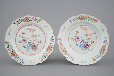 A Chinese famille rose 39-piece service with a tureen on stand, Qianlong, 18th C.