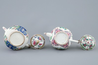 Two Chinese famille rose teapots and covers, Yongzheng/Qianlong