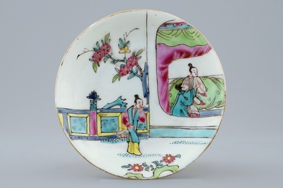 Een Chinese famille rose kop en schotel "De Romance van de Westelijke Kamer", Yongzheng, 1723-1735