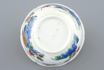 A Chinese semi-eggshell cup and saucer with quails, Yongzheng/Qianlong